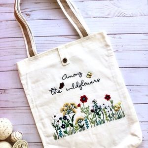 Wildflowers Hand embroidered linen bag